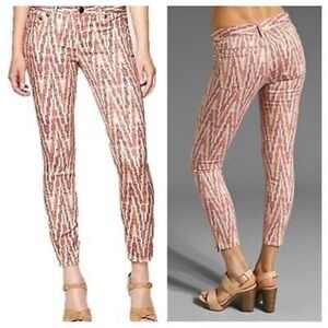 Free People red, purple white patterned stirrup pants, size 27